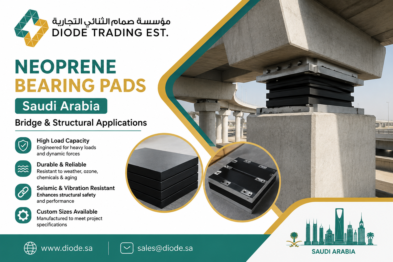 Neoprene Bearing Pads Saudi Arabia — Bridge & Structural Applications