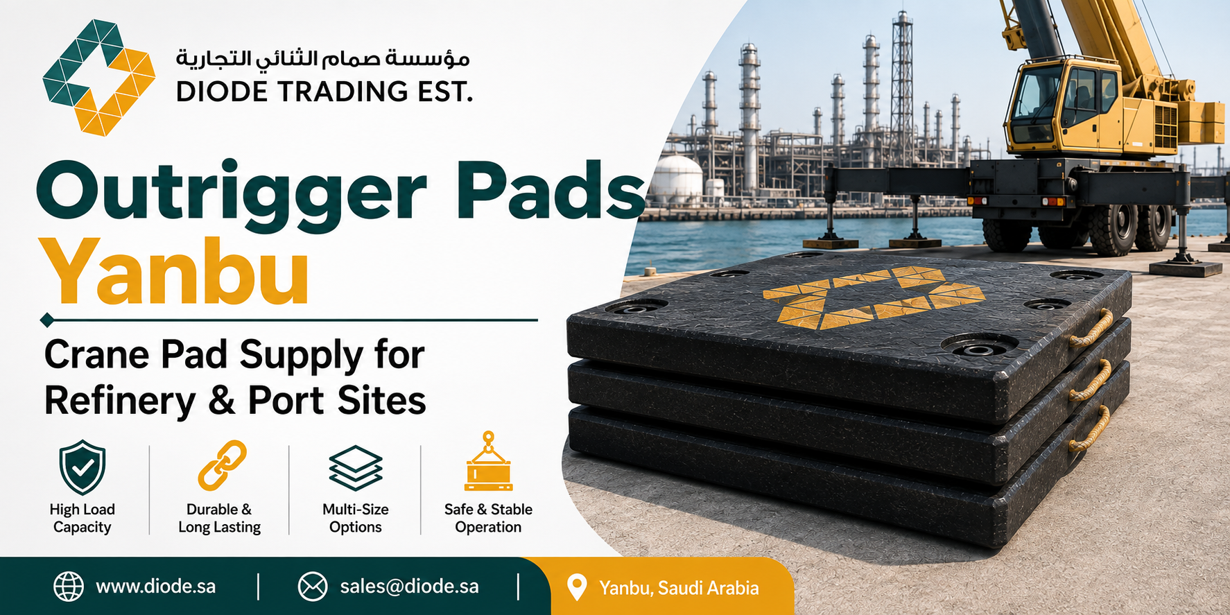 Outrigger Pads Yanbu — Supply for the Red Sea Industrial Zone