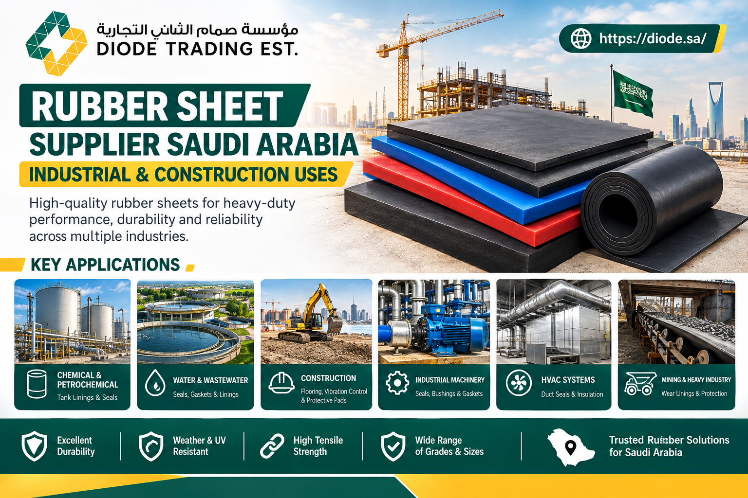 Rubber sheet supplier Saudi Arabia industrial and construction uses