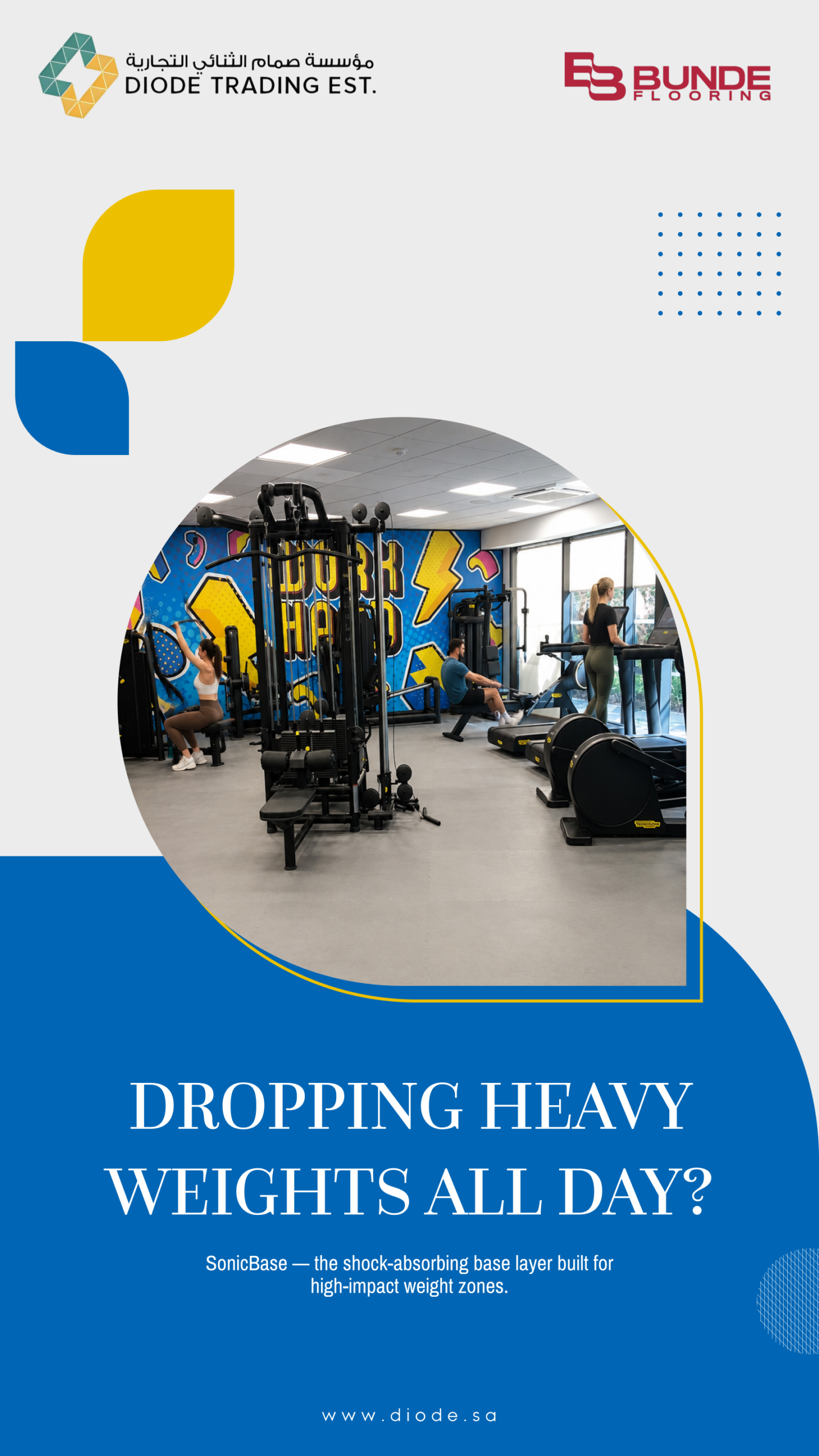 SonicBase heavy weight zone gym flooring by Diode Bunde