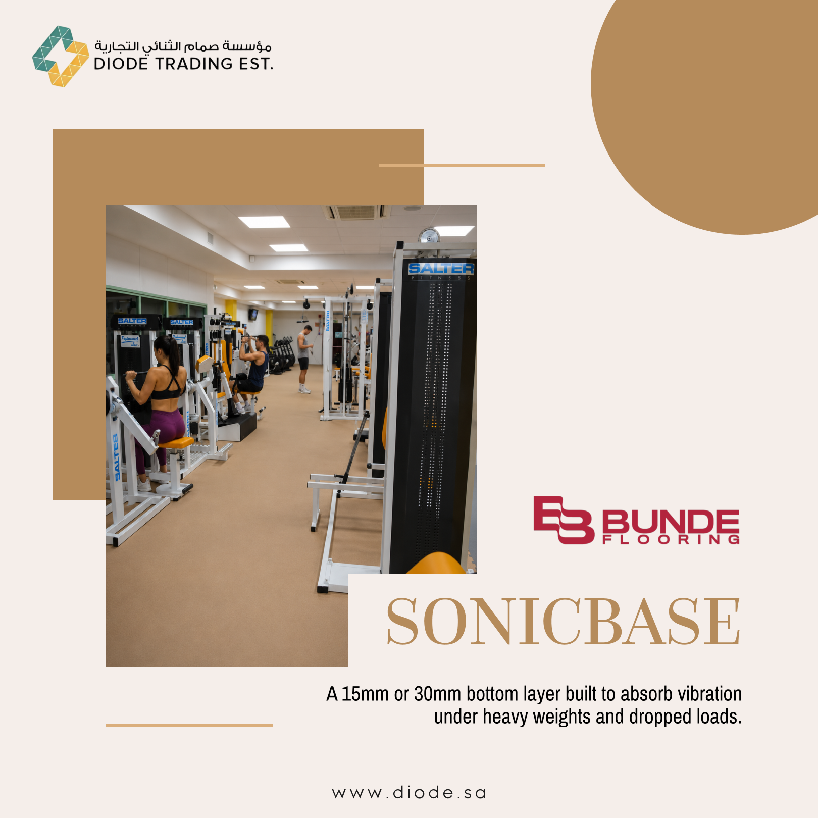 SonicBase shock-absorbing underlay for Bunde Flooring 7mm gym flooring range