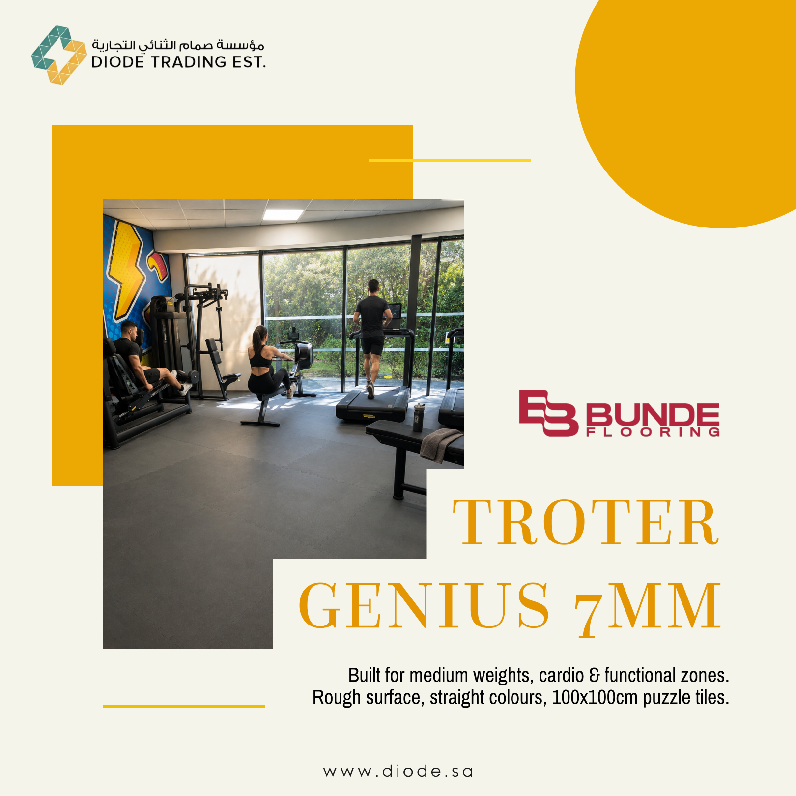 Troter Genius 7MM Bunde rubber gym flooring tile