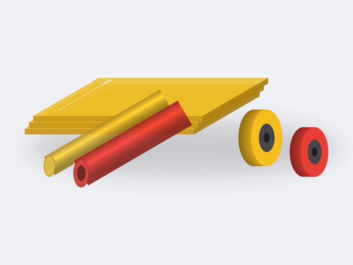 Polyurethane PU rods, sheets, wheels and rollers