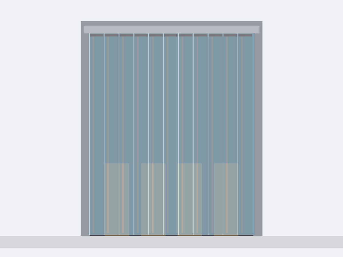 PVC strip curtain in a warehouse doorway