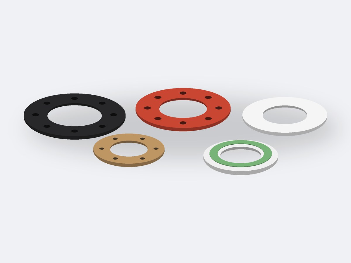 Ready cut gaskets in rubber, non-asbestos, PTFE and cork
